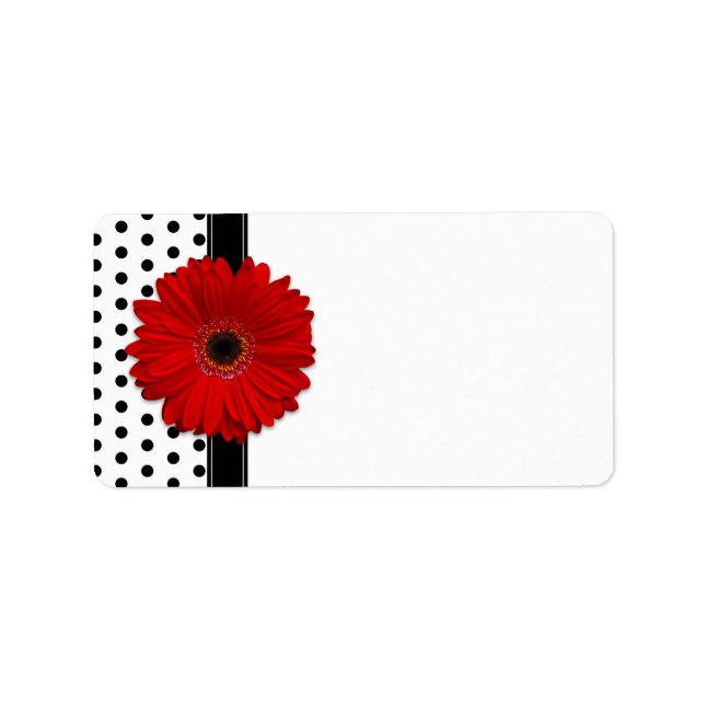 Red Gerbera Daisy Wedding Blank Address Labels (Front)