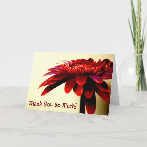 Red Gerbera Flower Thank You Card