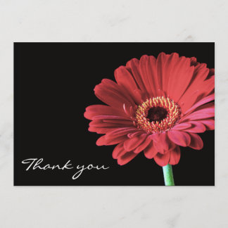 Red Gerbera flower Thank you card announcement