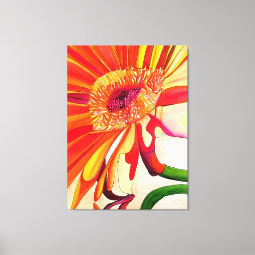 Red Gerbera flower watercolor painting art Canvas Print