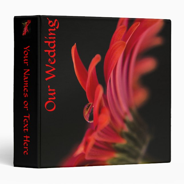 Red Gerbera Flower Wedding Binder (Front/Spine)