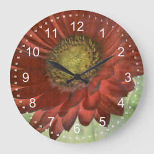 Red Gerbera Large Clock