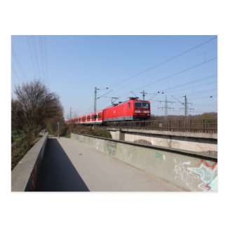 Red German Train Postcard