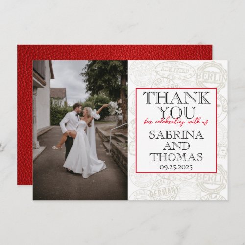 Red Germany Wedding Photo Thank You