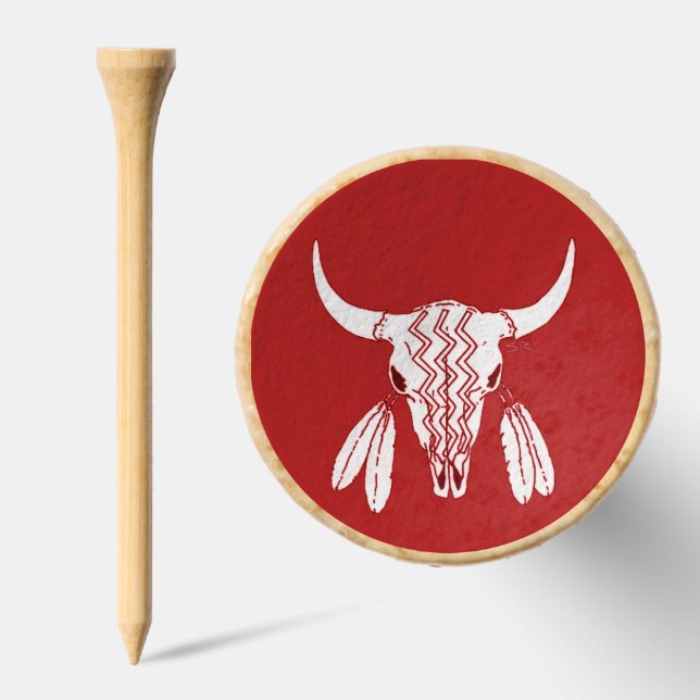 Red Ghost Dance Buffalo bamboo golf tee top (Combo)