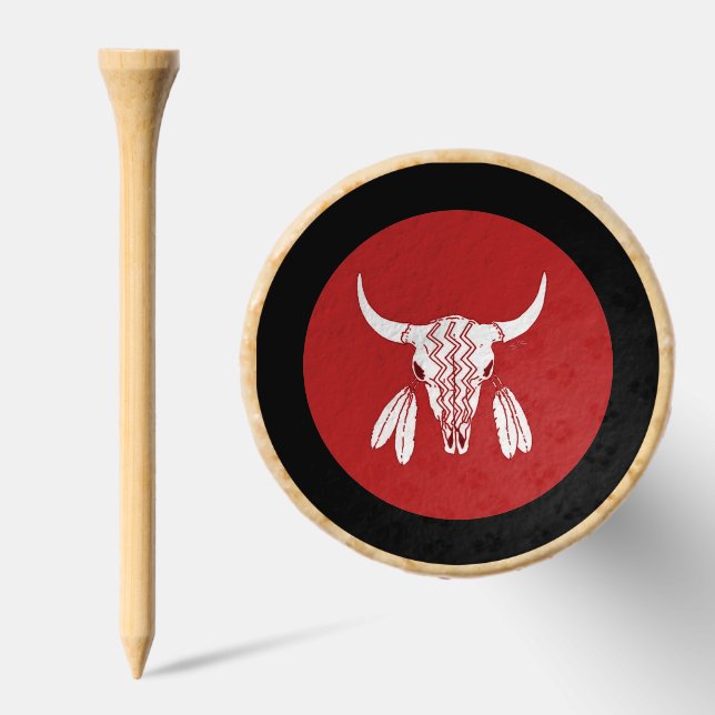 Red Ghost Dance Buffalo black bamboo golf tee top (Combo)