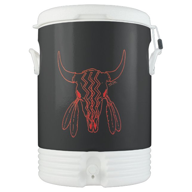 Red Ghost Dance Buffalo black beverage cooler (Front)