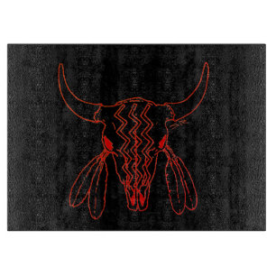 Red Ghost Dance Buffalo black cutting board