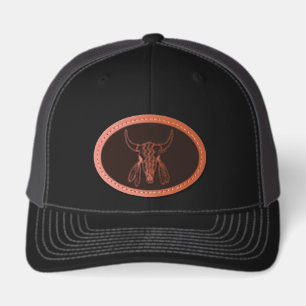 Red Ghost Dance Buffalo black filled leather hat