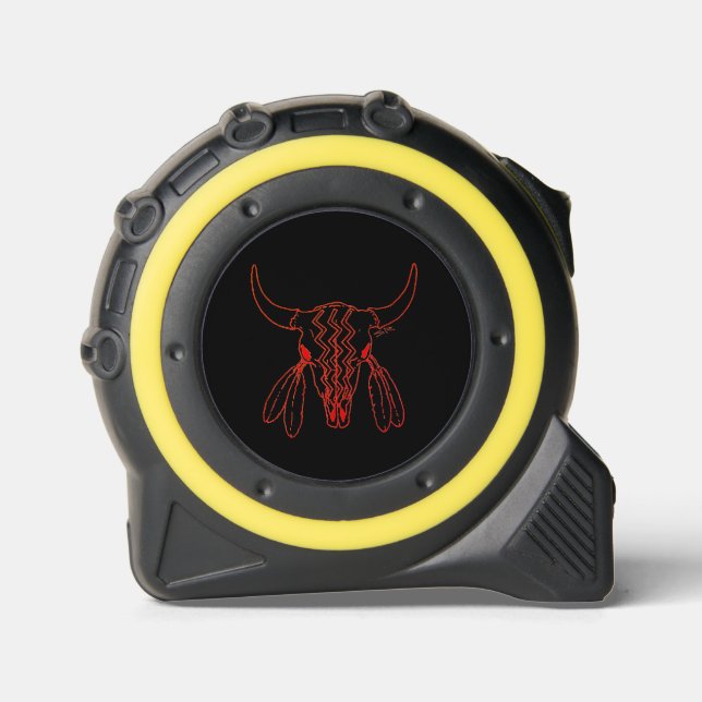 Red Ghost Dance Buffalo black yellow tape measure (Front)