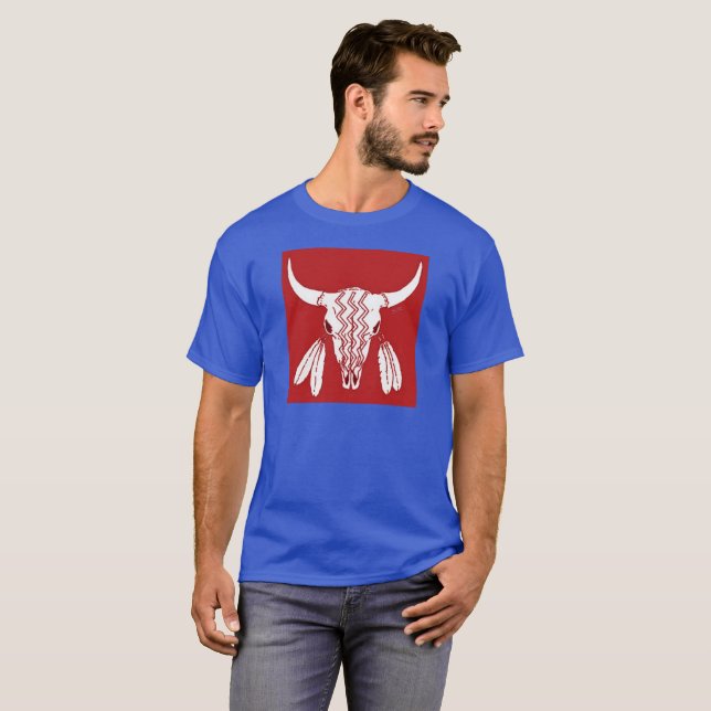 Red Ghost Dance Buffalo blue t-shirt (Front Full)