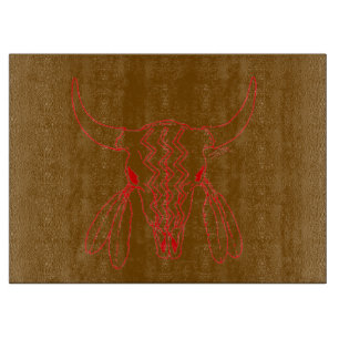 Red Ghost Dance Buffalo brown cutting board
