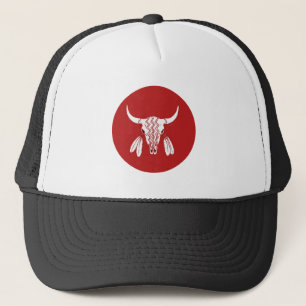 Red Ghost Dance Buffalo bw foam trucker hat
