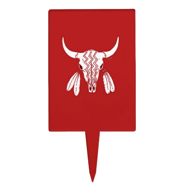 Red Ghost Dance Buffalo cake picks (Front)