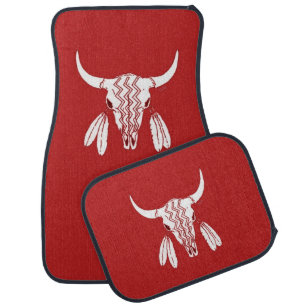 Red Ghost Dance Buffalo car mats front and rear
