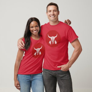 Red Ghost Dance Buffalo circle cardinal t-shirt