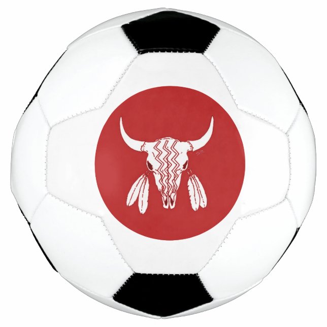Red Ghost Dance Buffalo circle soccer ball (Front)