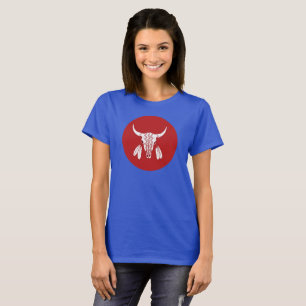 Red Ghost Dance Buffalo circle women blue t-shirt