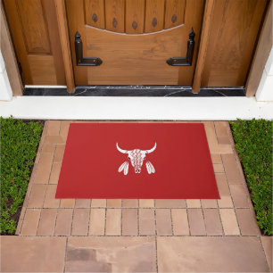 Red Ghost Dance Buffalo doormat