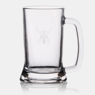 Red Ghost Dance Buffalo etched beer mug stein