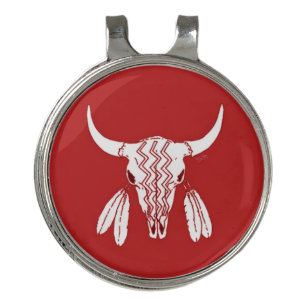 Red Ghost Dance Buffalo golf hat clip ball marker