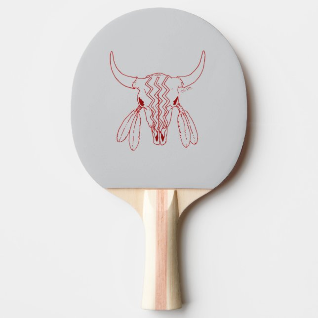 Red Ghost Dance Buffalo gray ping pong paddle (Front)