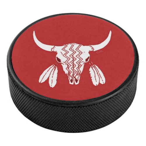 Red Ghost Dance Buffalo hockey puck