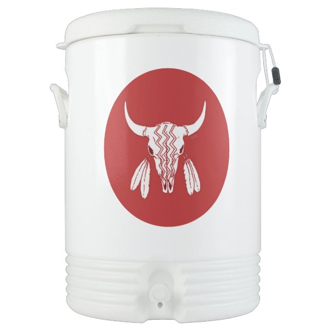 Red Ghost Dance Buffalo Igloo beverage cooler (Front)