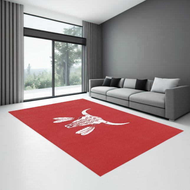 Red Ghost Dance Buffalo large indoor area rug (Insitu (Indoor 3))