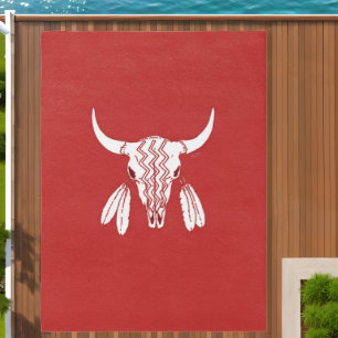 Red Ghost Dance Buffalo large outdoor rug
