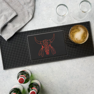 Red Ghost Dance Buffalo line black bar mat