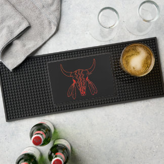 Red Ghost Dance Buffalo line black bar mat