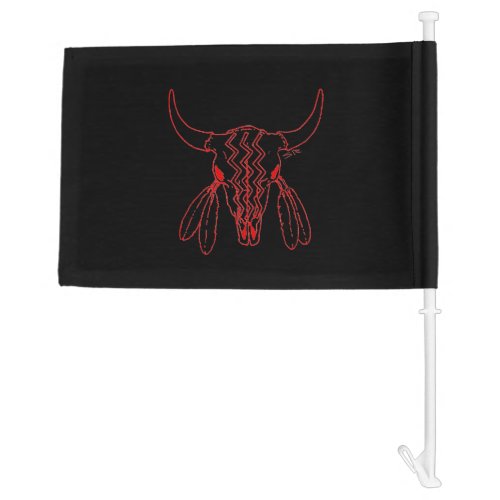 Red Ghost Dance Buffalo line black car boat flag