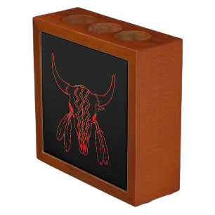 Red Ghost Dance Buffalo line black desk organizer