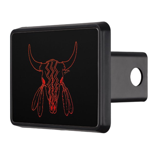 Red Ghost Dance Buffalo line black hitch receiver Cover (Left)