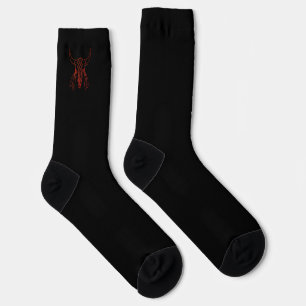 Red Ghost Dance Buffalo line black premium socks