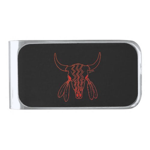 Red Ghost Dance Buffalo line black silv money clip