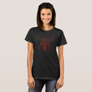 Red Ghost Dance Buffalo line black t-shirt