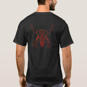 Red Ghost Dance Buffalo line black t-shirt back