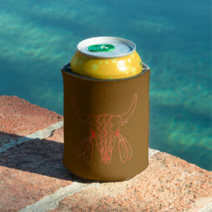 Red Ghost Dance Buffalo line brown can cooler