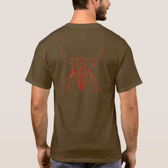 Red Ghost Dance Buffalo line brown t-shirt back (Back)