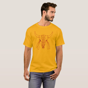 Red Ghost Dance Buffalo line gold t-shirt