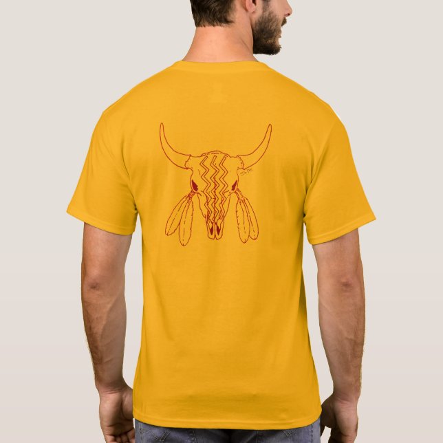 Red Ghost Dance Buffalo line gold t-shirt back (Back)