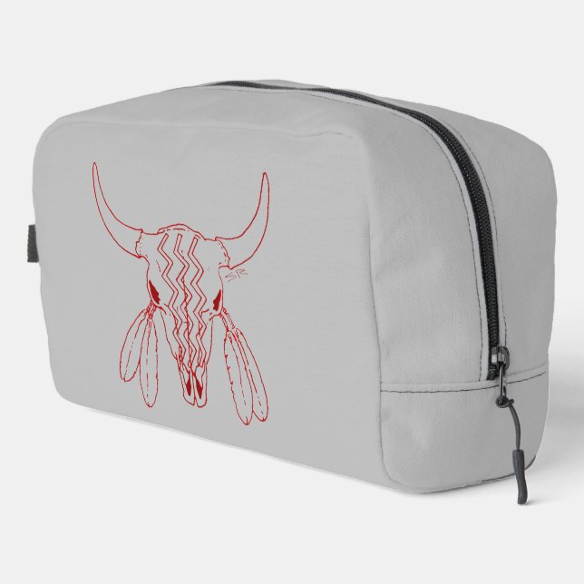 Red Ghost Dance Buffalo line gray dopp kit (Right Corner)