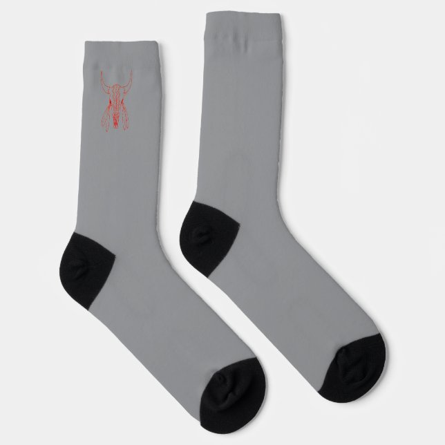 Red Ghost Dance Buffalo line gray premium socks (Right)