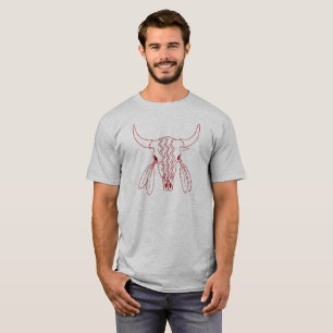 Red Ghost Dance Buffalo line gray t-shirt
