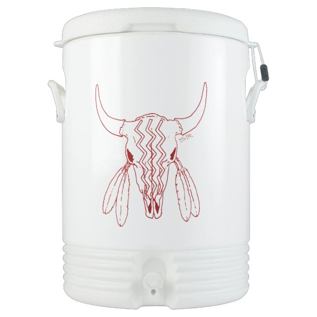 Red Ghost Dance Buffalo line Igloo beverage cooler (Front)