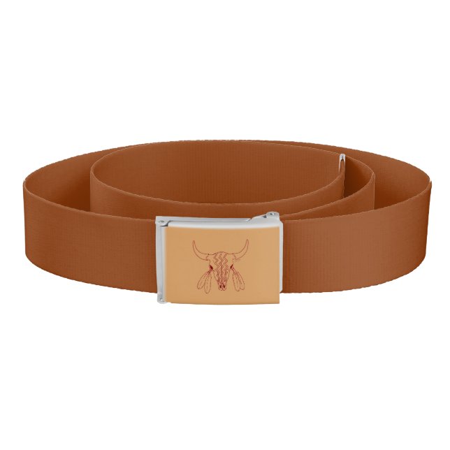 Red Ghost Dance Buffalo line tan belt (Coil)