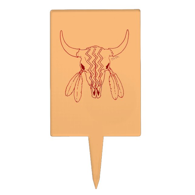 Red Ghost Dance Buffalo line tan cake picks (Front)