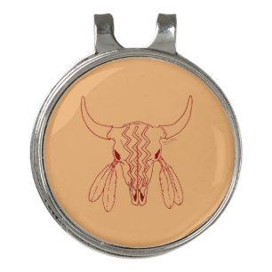 Red Ghost Dance Buffalo line tan hat clip